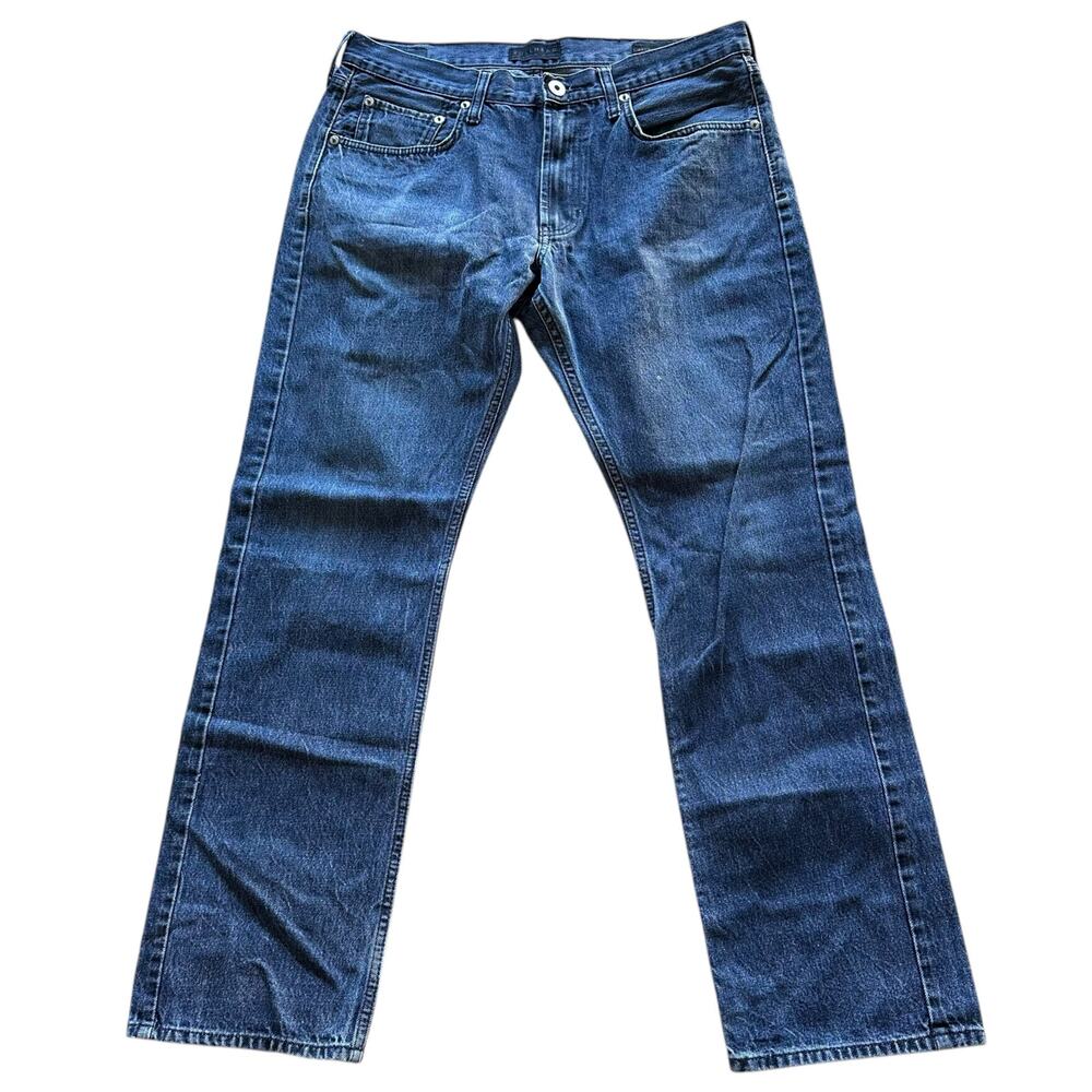 Mens Jeans Size 34x29 Dark Blue Denim Classic Fit Straight Leg Everyday Classic